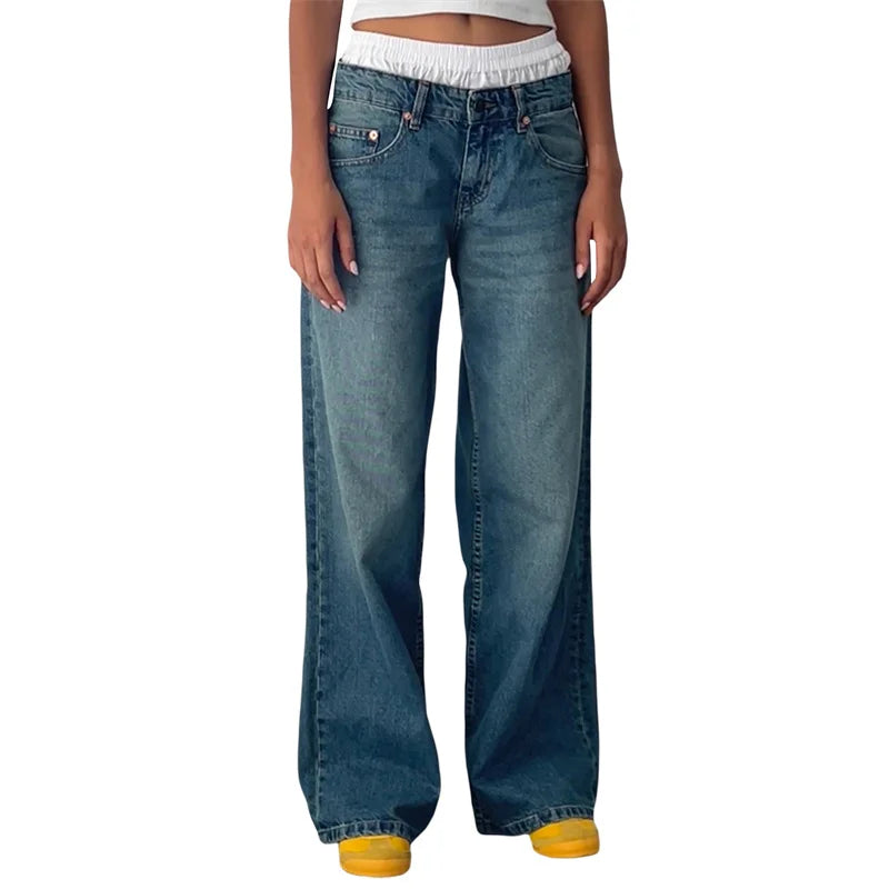 Women's Low Rise Wide Leg Baggy Jeans