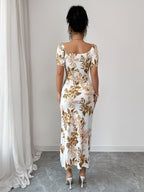 Women's Midi Dress with Botanical Print