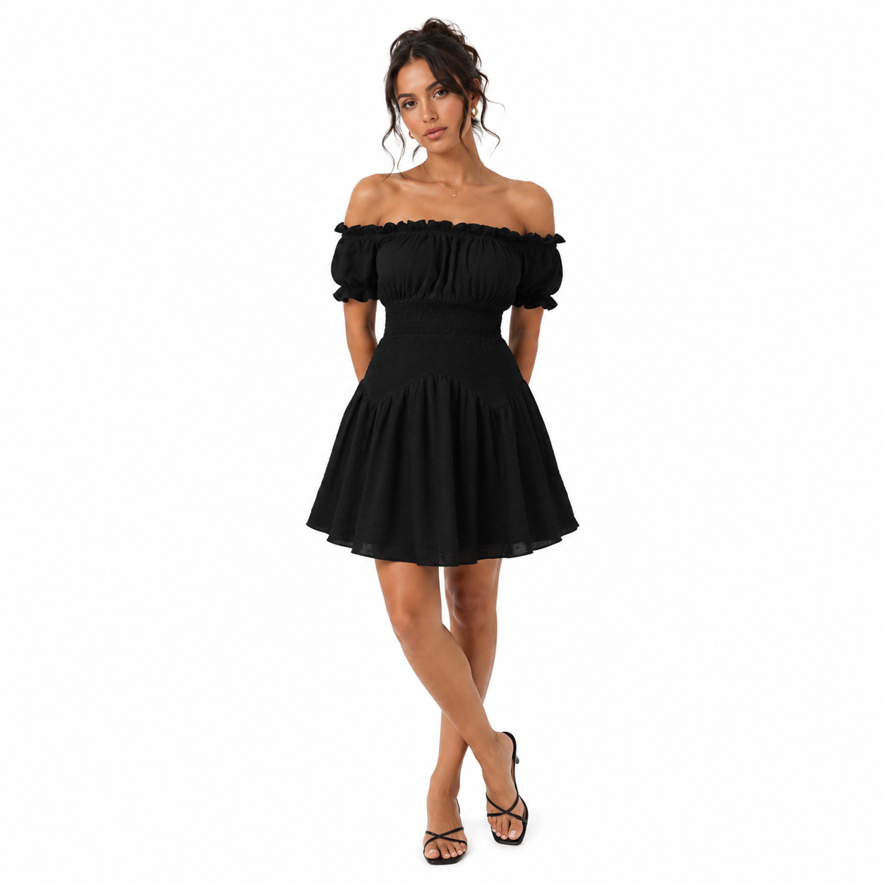 Women's Off-Shoulder Smocked Mini Dress