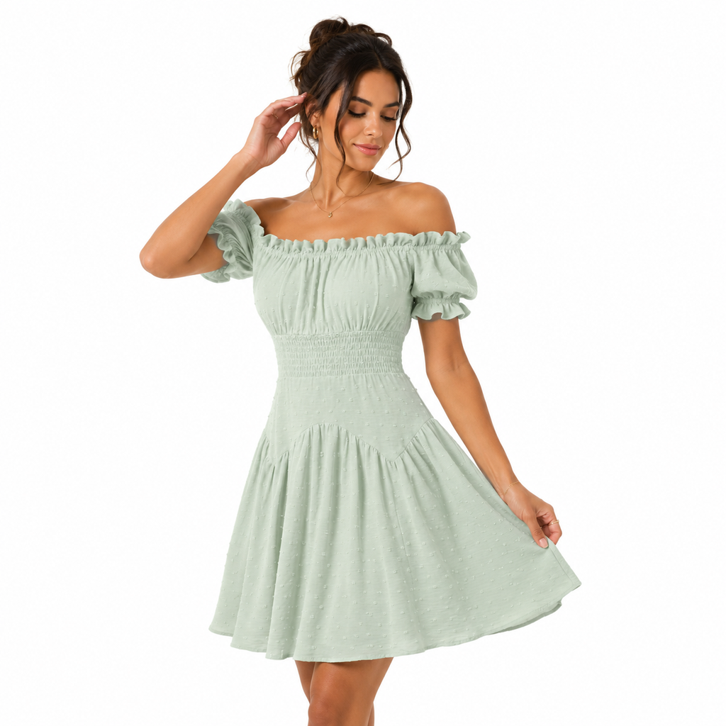 Women's Off-Shoulder Smocked Mini Dress