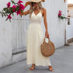 Women’s Pleated V Neck Long Dress