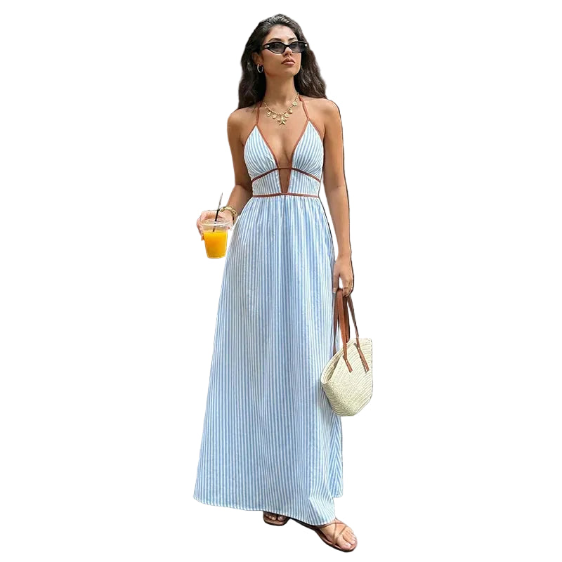 Women’s Sleeveless Stripe Flowy Maxi Dress Main image