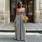 Women’s Sleeveless Stripe Flowy Maxi Dress