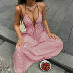 Women’s Sleeveless Stripe Flowy Maxi Dress