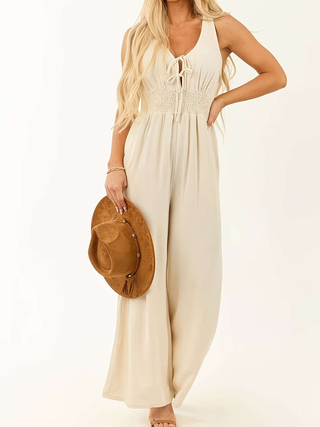Women's Sleeveless Wide-Leg Jumpsuit