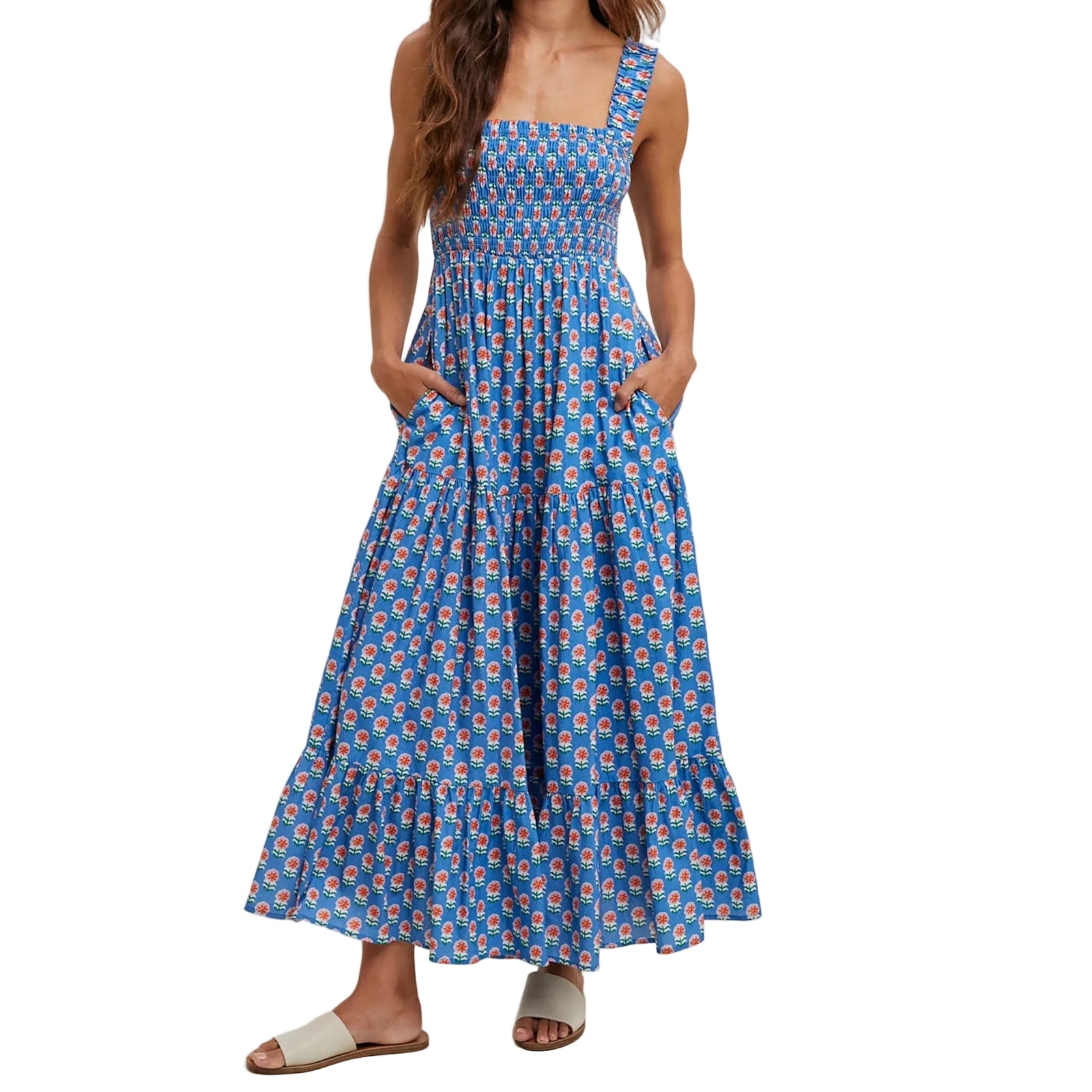 Women’s Square Neck Flowy Printed Dress Main image