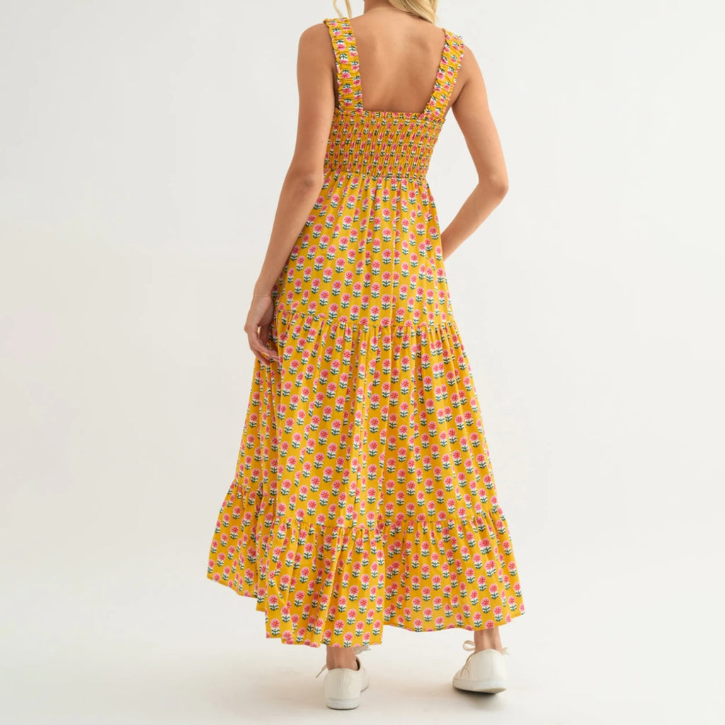Women’s Square Neck Flowy Printed Dress