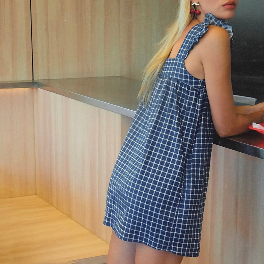 Women’s Square Neck Plaid Sundress