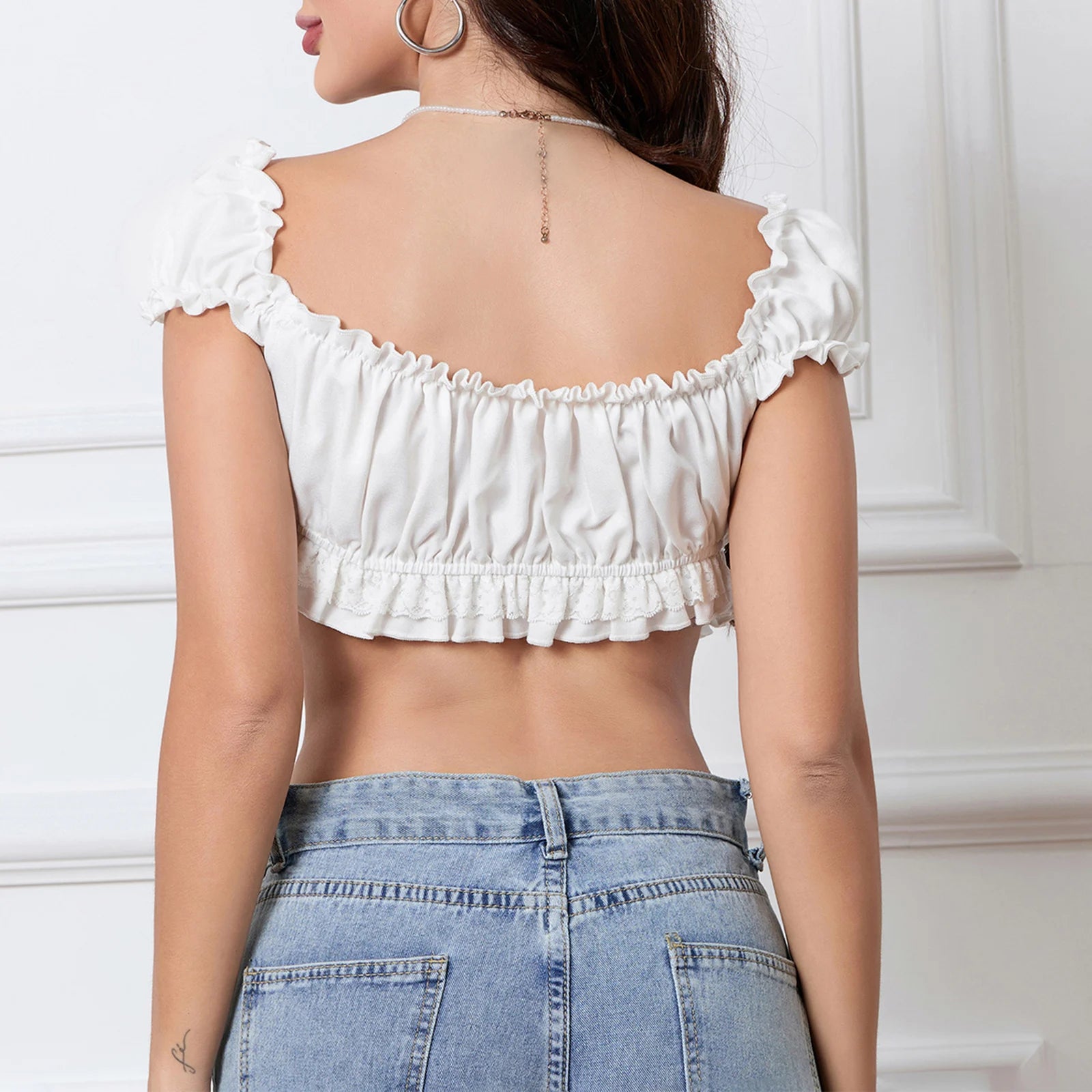 Women’s Square Neck Puff Sleeve Top