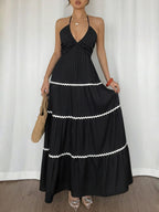 Women’s Tie Neck Tiered Long Dress