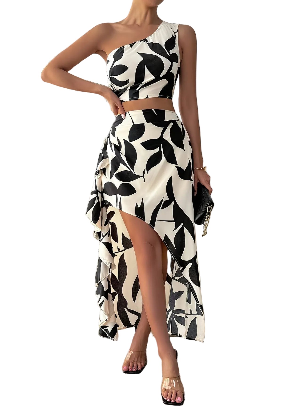 Women's Two-Piece Crop Top and Skirt Set