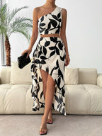 Women's Two-Piece Crop Top and Skirt Set